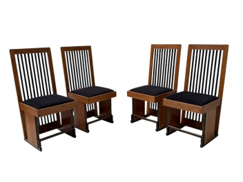 Four Art Deco Modernist High Back Dining Chairs by Architect Caspers, 1920s